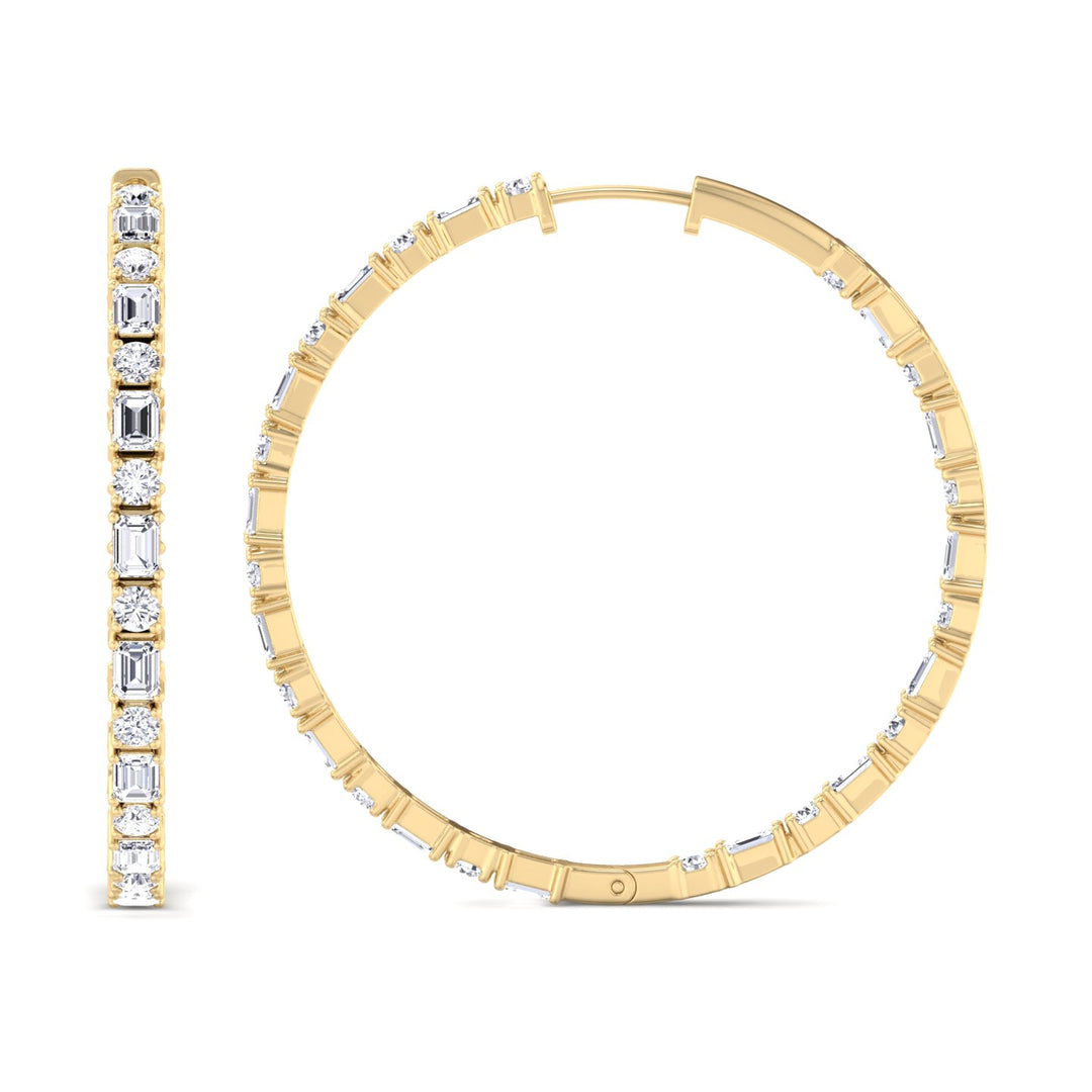 Altaire - Emerald and Round Cut Eternity Hoops - Gem Jewelers Co