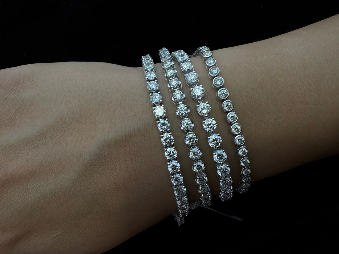 Natural diamond tennis bracelets stacked in 14K white gold - Gem Jewelers Co.