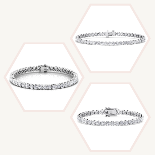 Natural diamond tennis bracelets stacked in 14K white gold - Gem Jewelers Co.