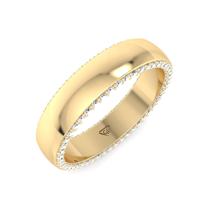 0.52CT Hidden Diamond Halo Band Yellow Gold