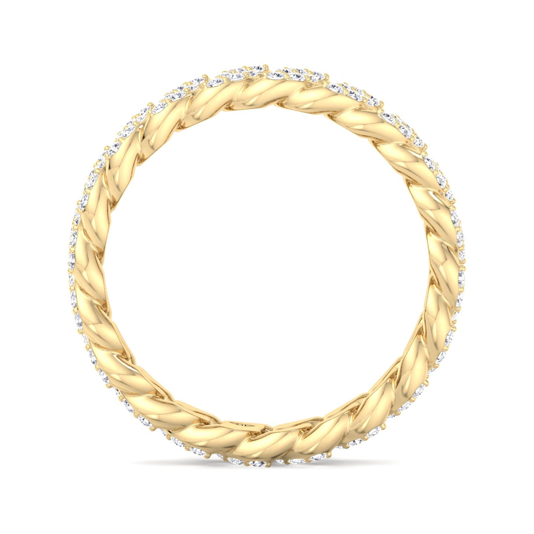 1.23CT Diamond Pave Cuban Link Ring, Yellow Gold, Profile
