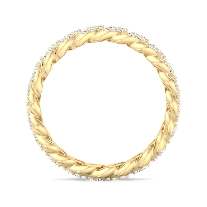 1.23CT Diamond Pave Cuban Link Ring, Yellow Gold, Profile