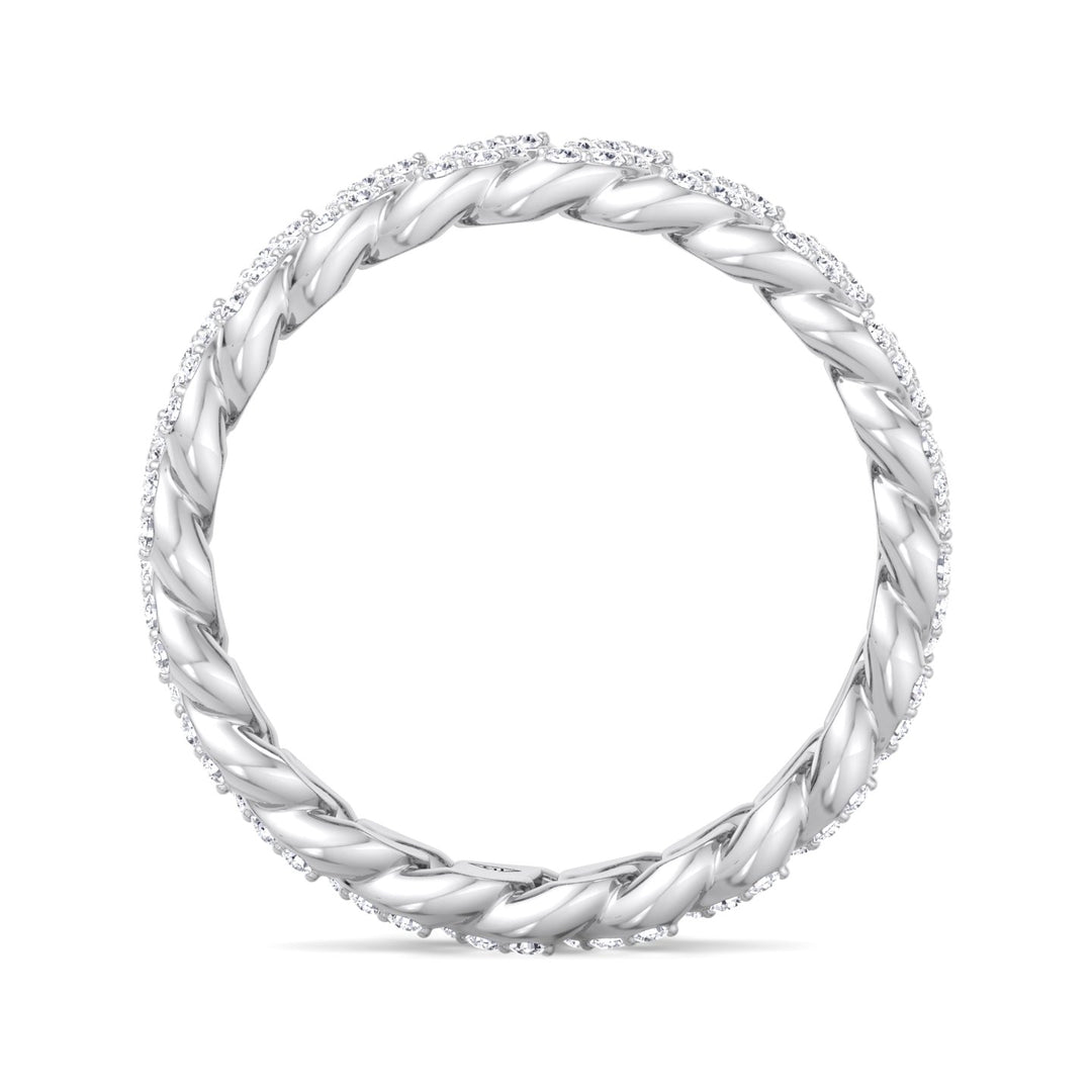 1.23 CT Diamond Pave Cuban Link White Gold Ring, Profie