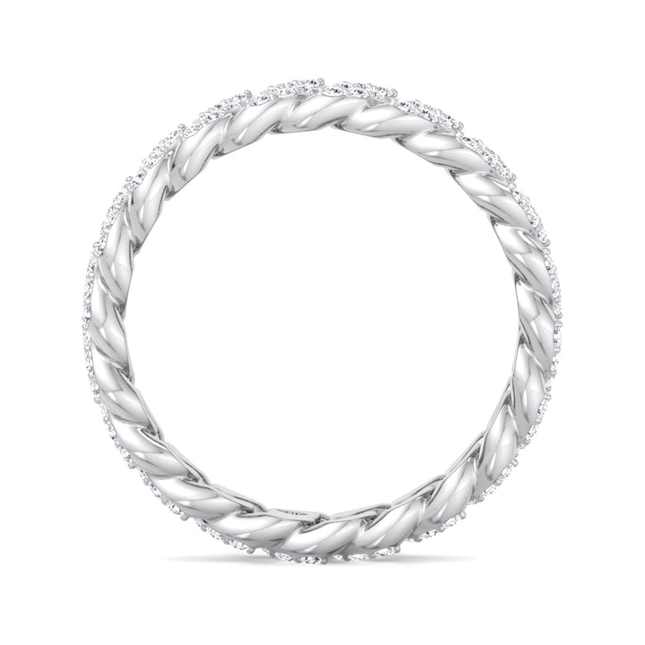 1.23 CT Diamond Pave Cuban Link White Gold Ring, Profie