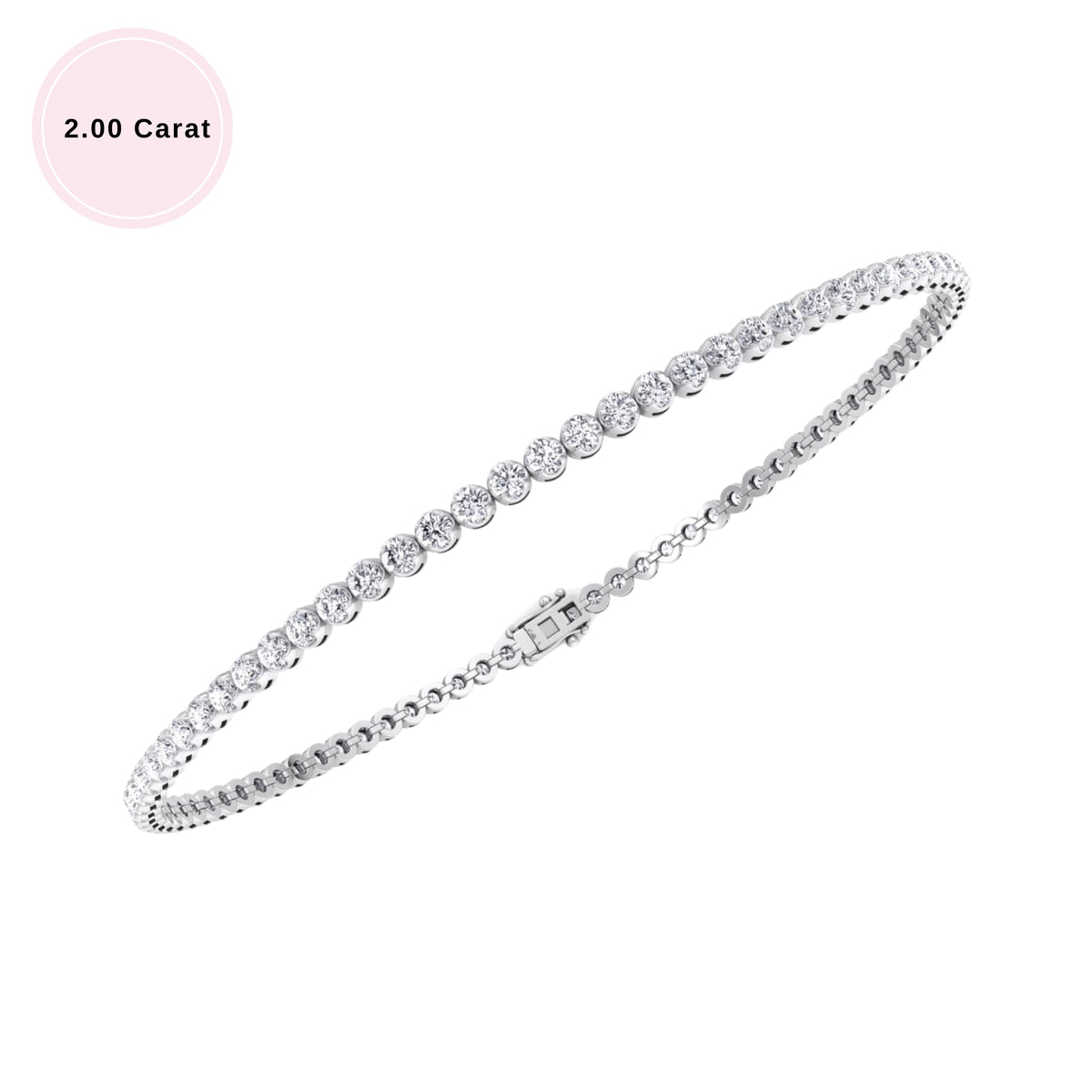 Crown prong tennis bracelet 14K gold 2 Carat