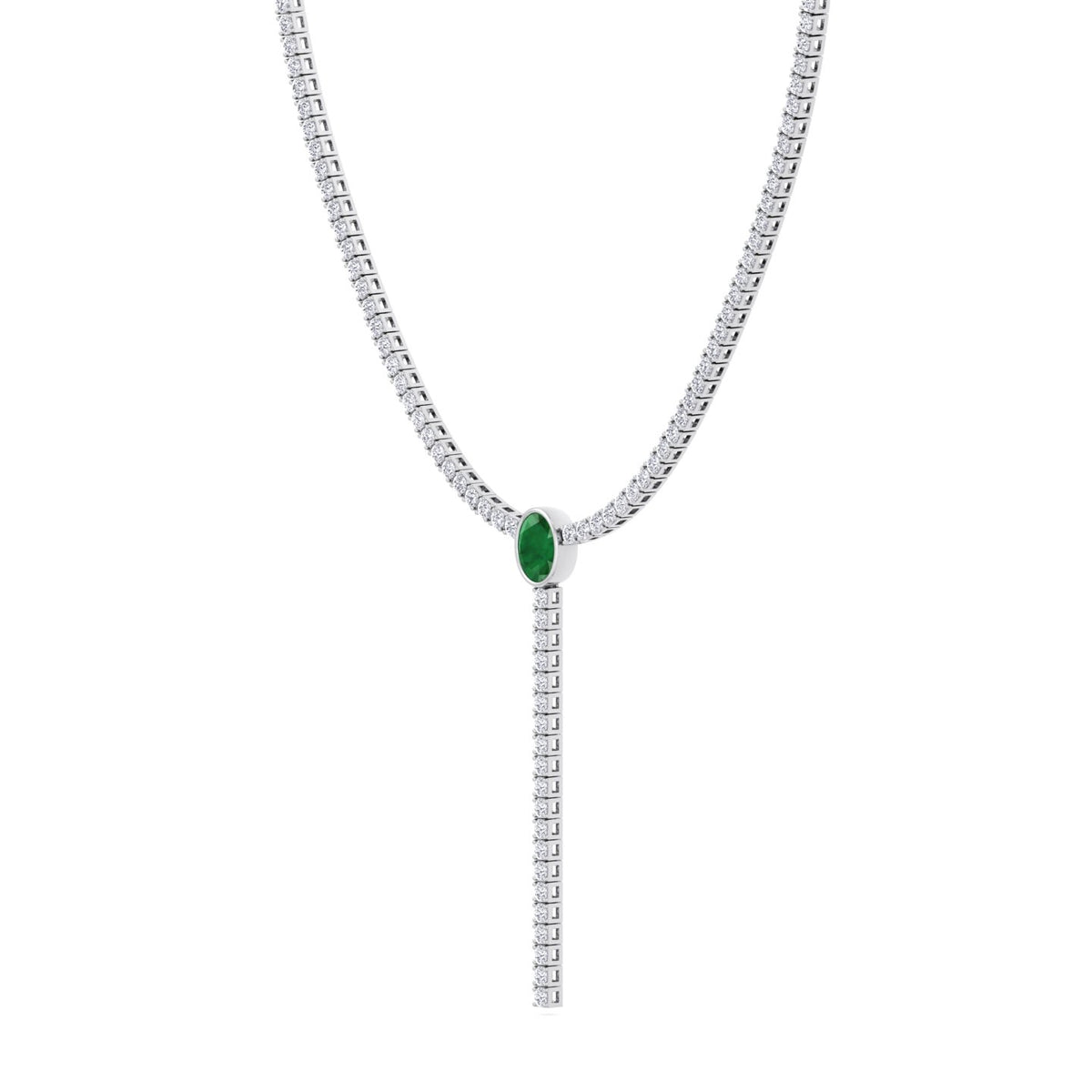 10.50CT Natural Diamond Tennis Necklace, Emerald Side Profile