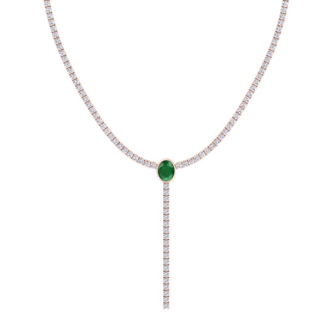 10.50CT Natural Diamond Tennis Necklace, Rose Gold, Close Up