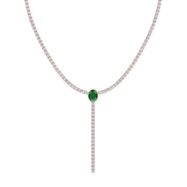10.50CT Natural Diamond Tennis Necklace, Rose Gold, Close Up