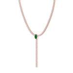 10.50CT Rose Natural Diamond Tennis Necklace, Emerald, Side Profile