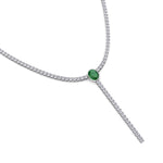 10.50CT T.W Diamond Tennis Necklace, Green Emerald Close up 
