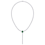 10.50CT T.W Natural Diamond Tennis Necklace, Green Emerald, Profile
