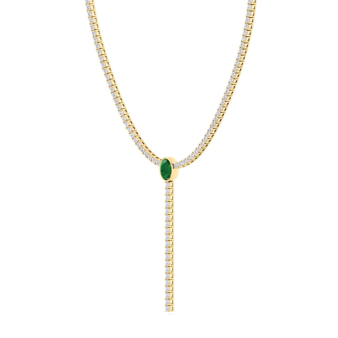 10.50CT T.W Yellow Gold Natural Diamond Tennis Necklace, Side Profile