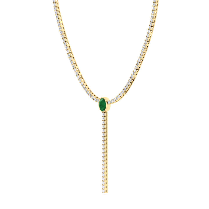 10.50CT T.W Yellow Gold Natural Diamond Tennis Necklace, Side Profile