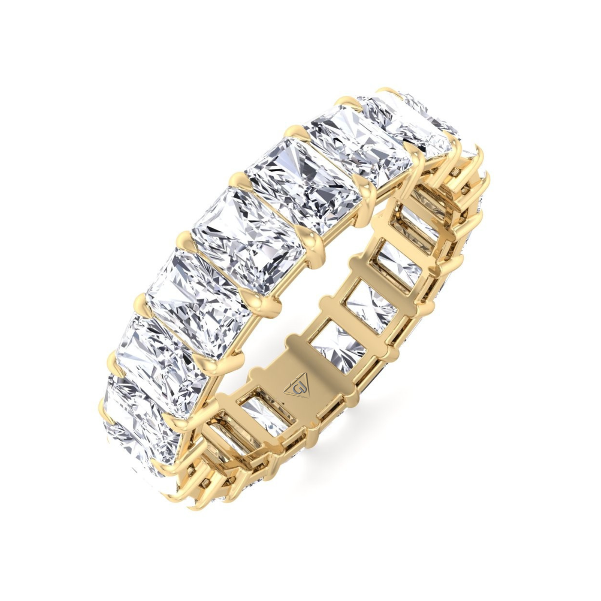 Radiant Cut Natural Diamond Eternity Band Gold Yellow Gold 18K
