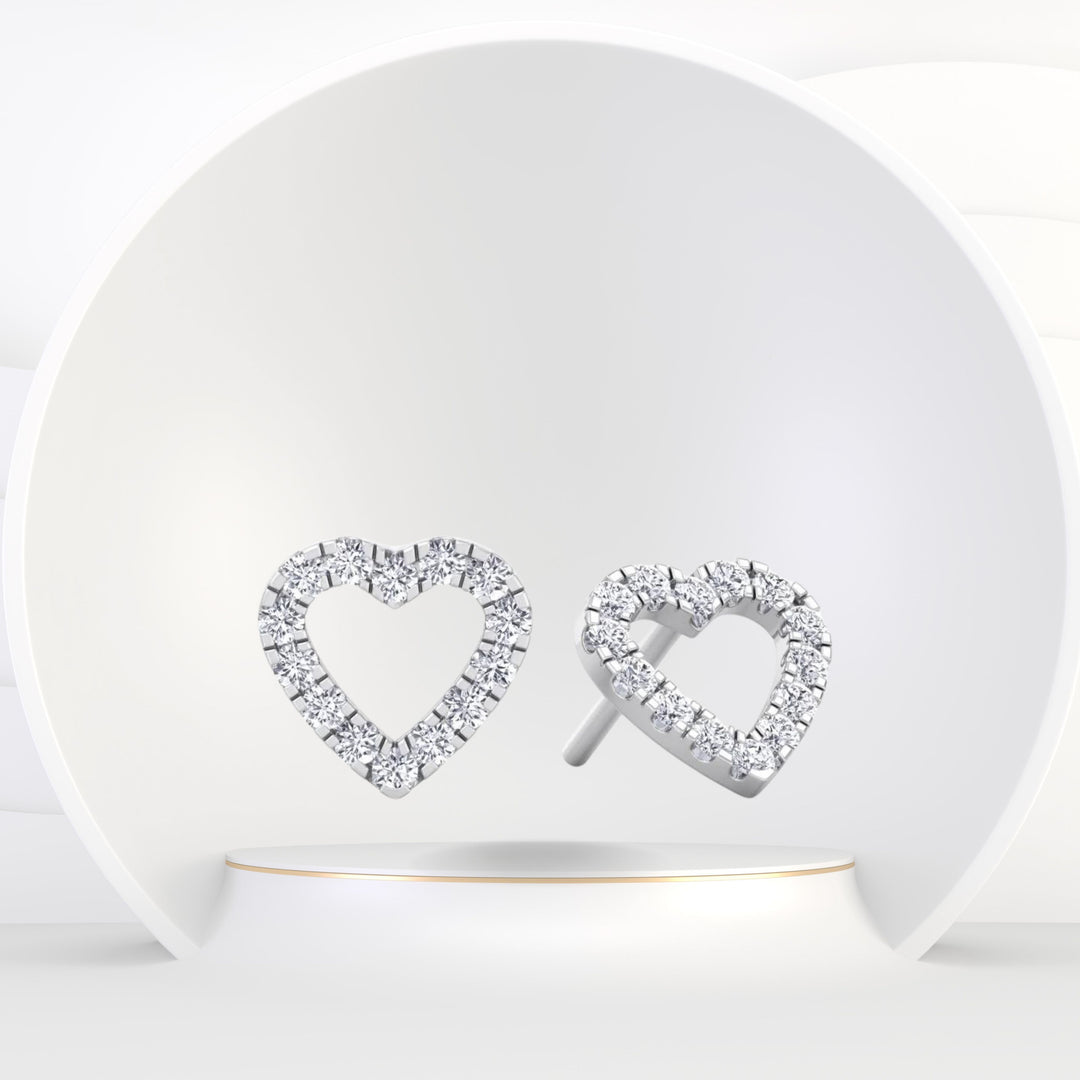 Laura - Open Heart Diamond Studs ( 0.40ct ) - Gem Jewelers Co
