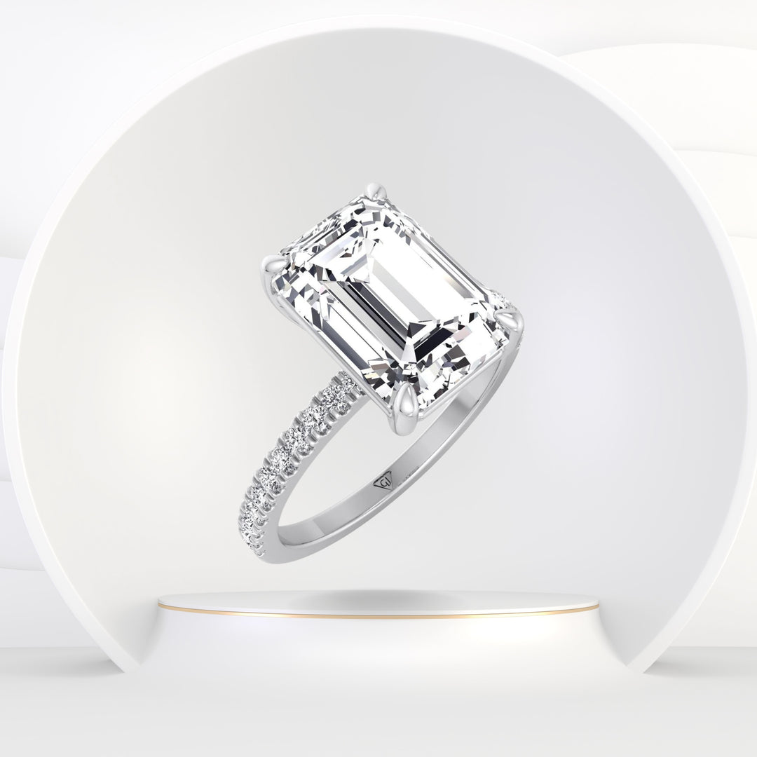 Metz - Emerald Cut Diamond Engagement Ring With Sidestones