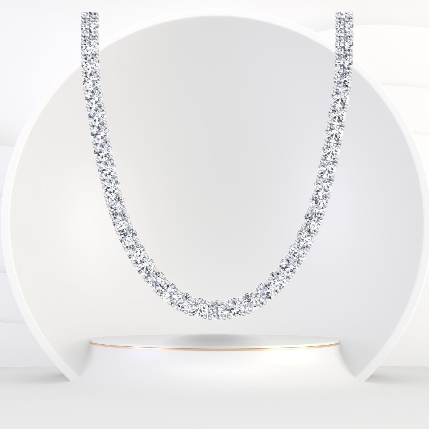 12 Carat Men's Natural Diamond Tennis Necklace Chain, White