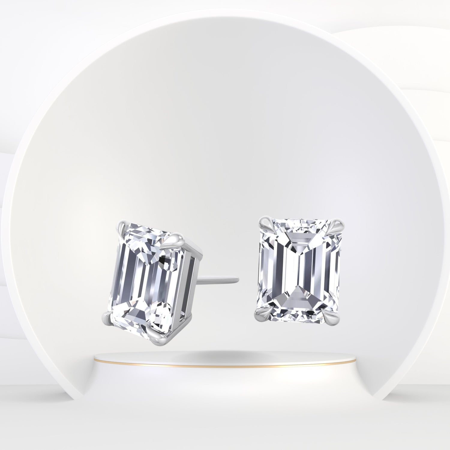 Bristel - Emerald Cut Diamond Studs - Gem Jewelers Co