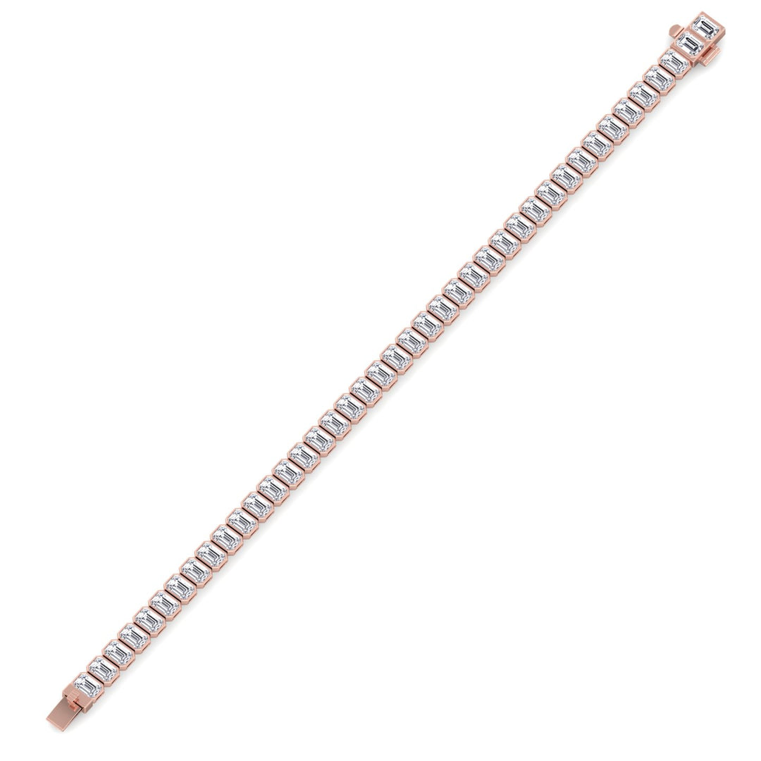 14K Rose Gold Emerald Shape Diamond Tennis Bracelet