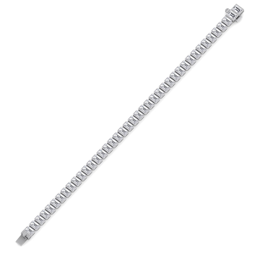 14K White Gold Emerald Shape Diamond Tennis Bracelet