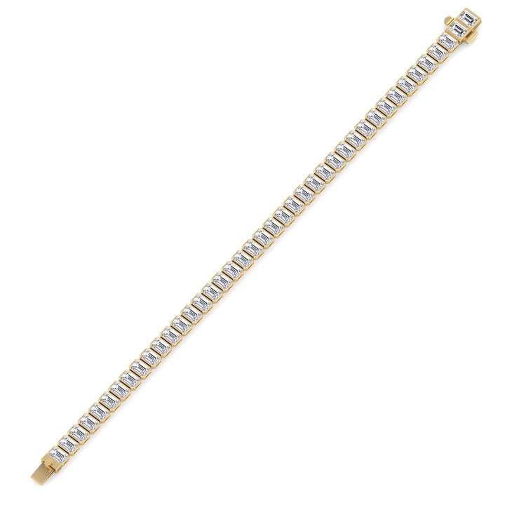 14K Yellow Gold Emerald Shape Diamond Tennis Bracelet