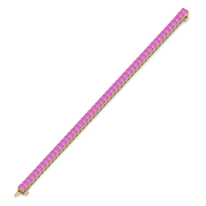 15CT Emerald Natural Pink Sapphire Bracelet, Yellow Gold