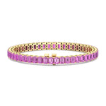 15CT Emerald Natural Pink Sapphire Bracelet, Yellow Gold, Front