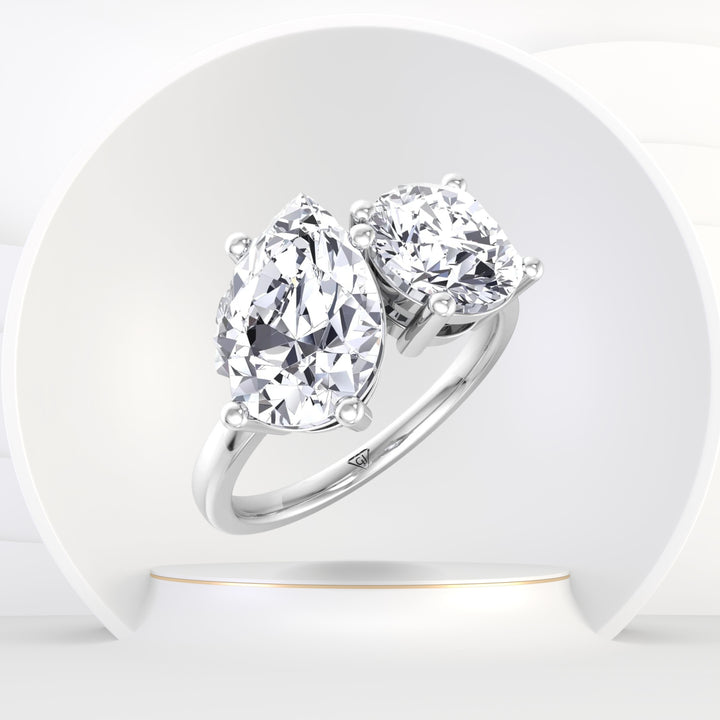 Vienna - Pear & Round Double Diamond Engagement Ring