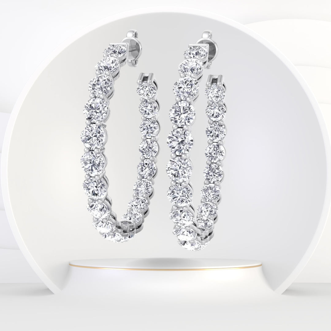Clarice - 6.10CT Eternity Round Diamond Hoops - Gem Jewelers Co
