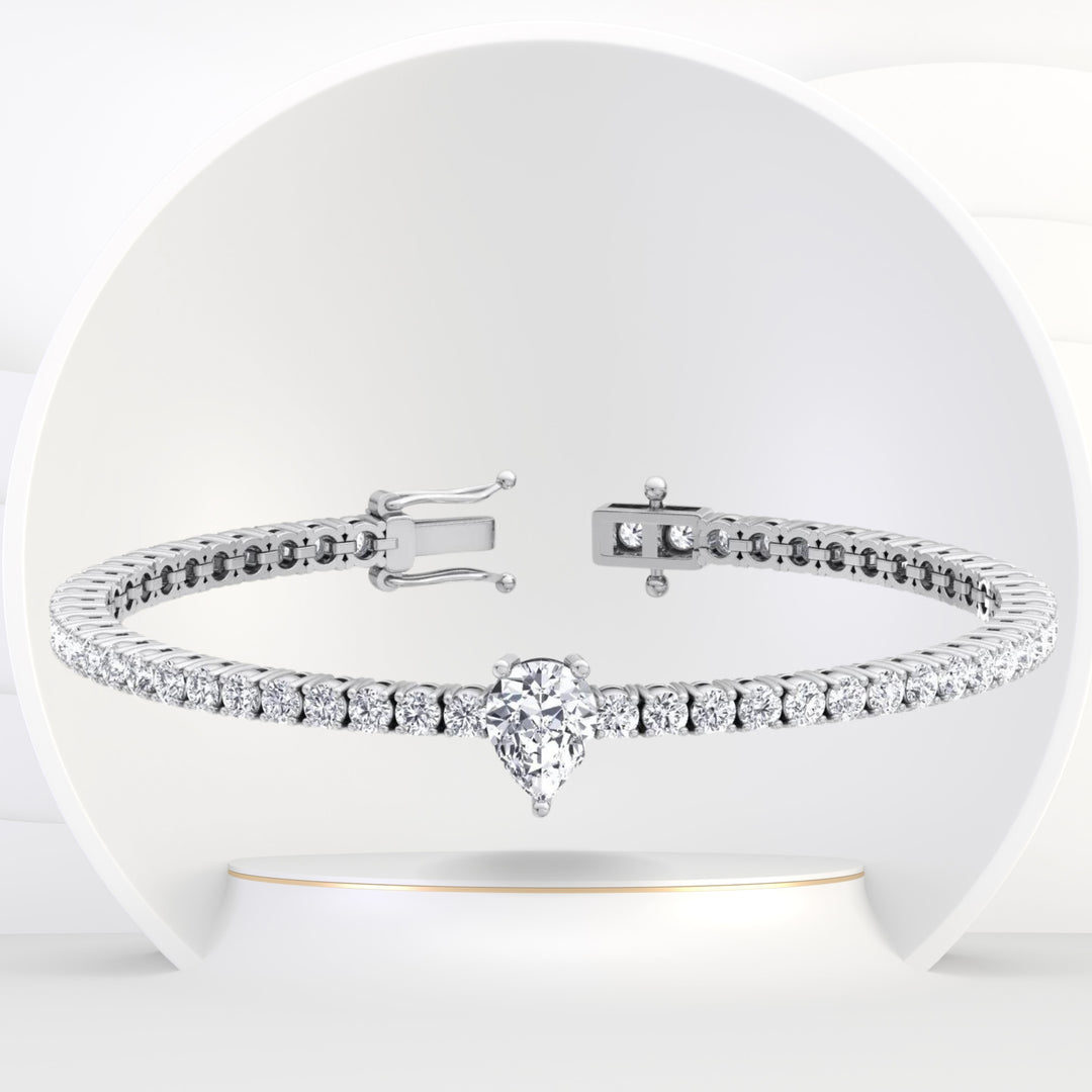 Alps - 7CT T.W Pear Shape Center Stone Natural Diamond Tennis Bracelet - Gem Jewelers Co