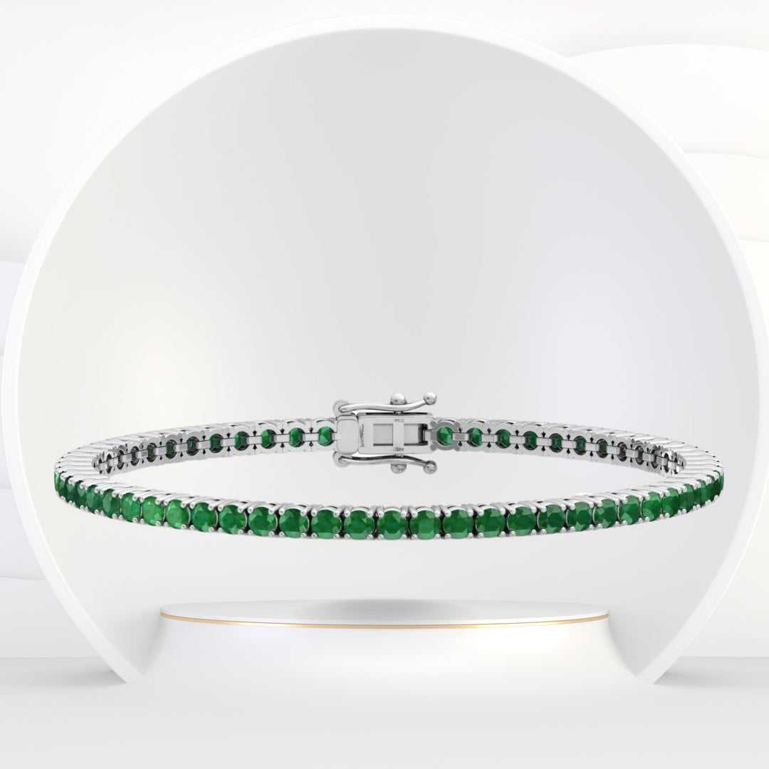 Medellin - 3CT Natural Green Emerald Tennis Bracelet - Gem Jewelers Co