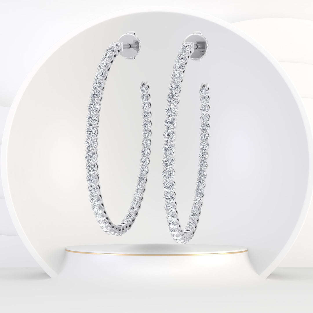 Clara - 6.2CT Round Diamond Inside Out Hoops - Gem Jewelers Co