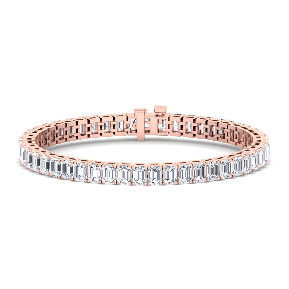 Emerald Cut Natural Diamond Tennis Bracelet 14K Rose Gold