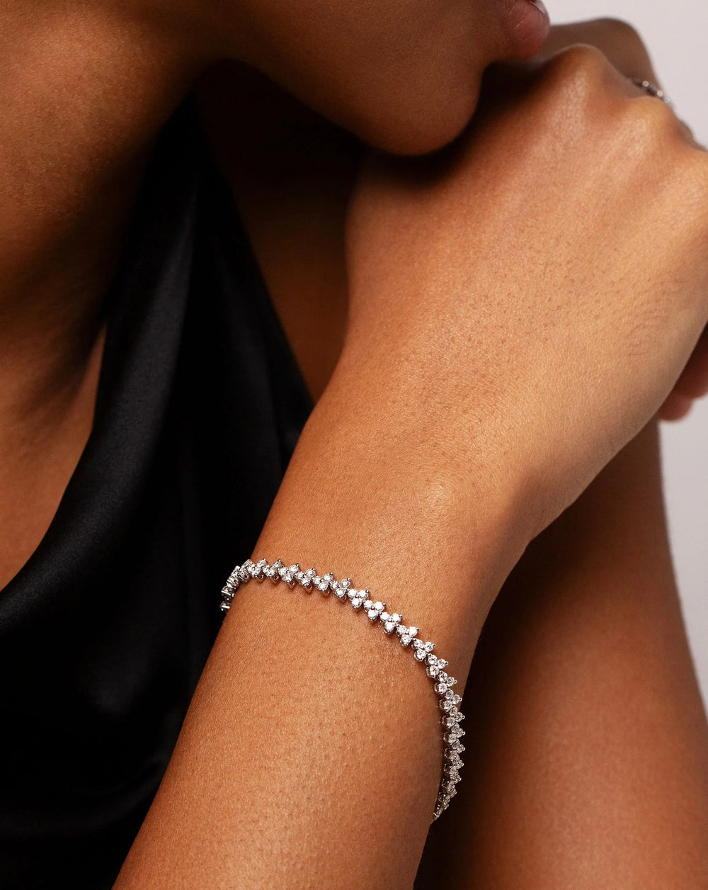 White Natural Diamond Trio Tennis Bracelet