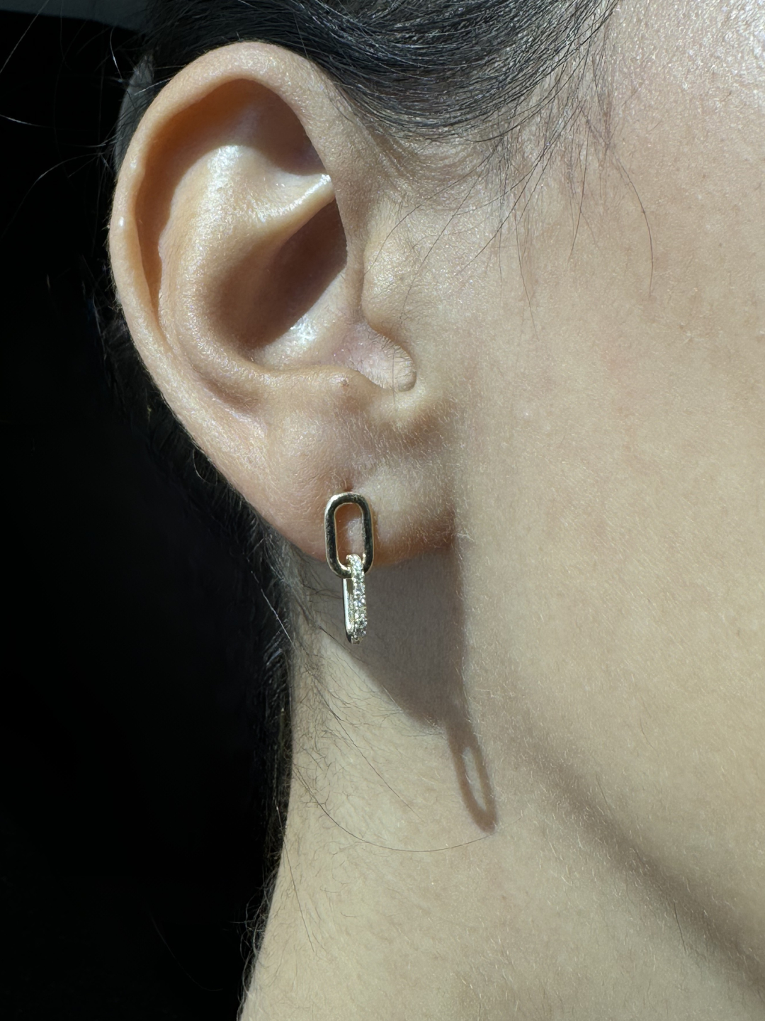 .45CT T.W. Paperclip Chain Natural Diamond Earrings