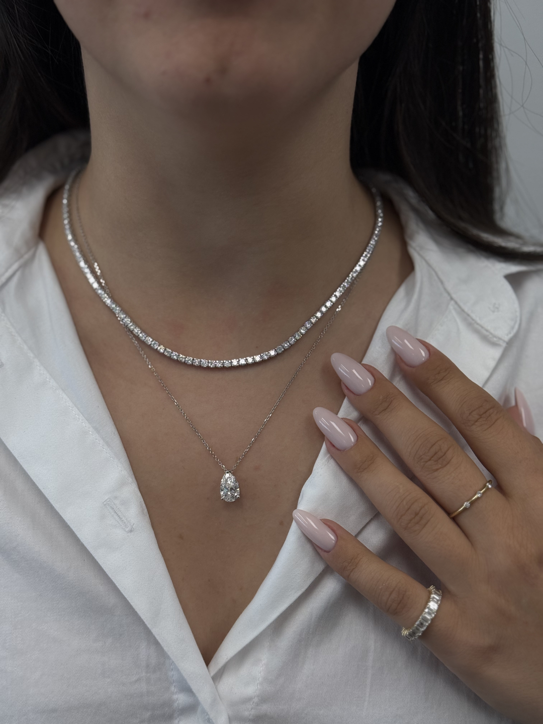 Floating Pear Shape Natural Diamond Pendant