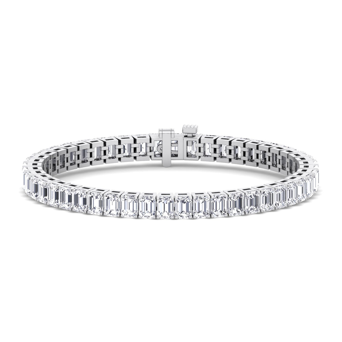 Emerald Cut Natural Diamond Tennis Bracelet 14K White Gold