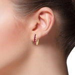 Natural Red Ruby Graduated Round Shape Huggie Hoop Earrings lifestyle YG