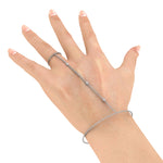 Bezel Set Round Shape Natural Diamond Hand Ring Chain White