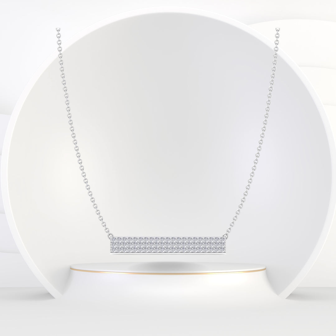 1/2 Carat TW Pave Set Diamond Bar Pendant