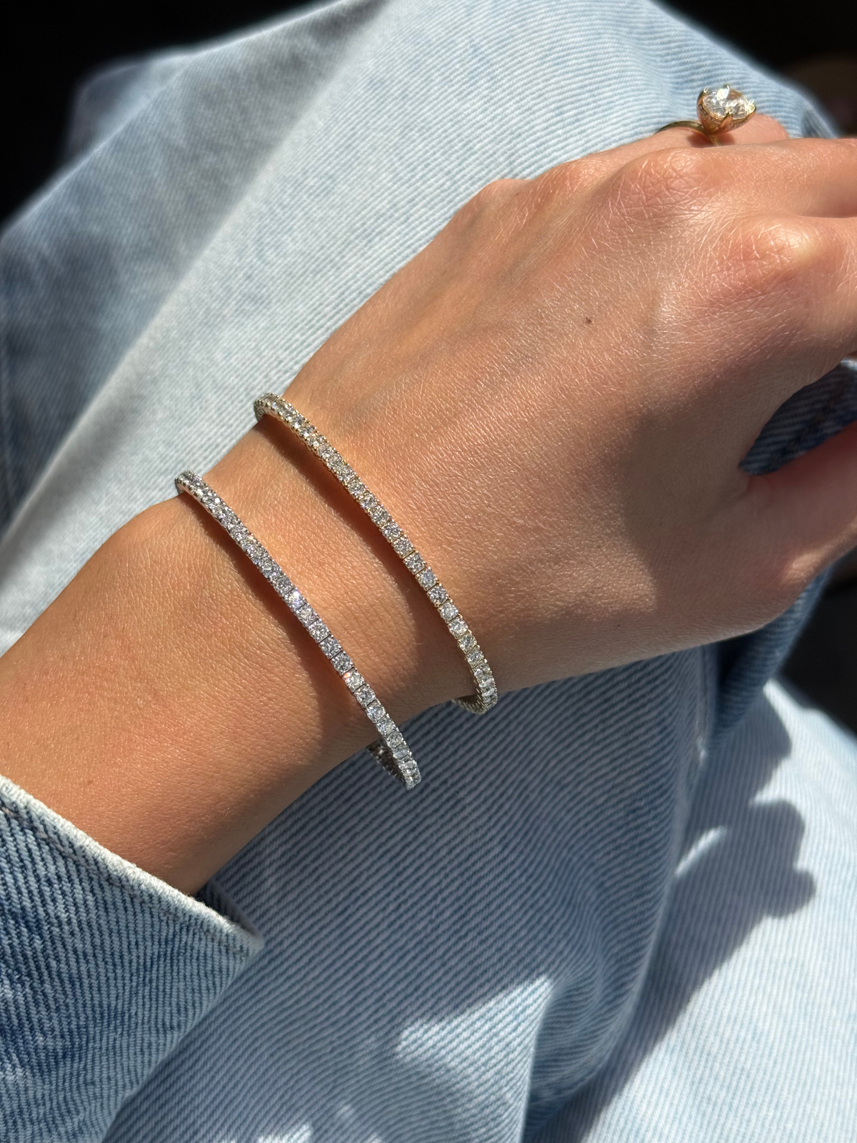 Flexible Natural Diamond Full Bangle in 14K Solid Gold