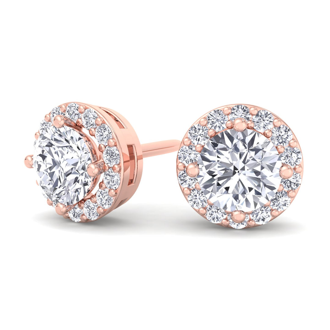 Blossom - Round Halo Diamond Studs