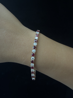 Natural Diamond & Red Ruby Tennis Bracelet 14K Solid Gold Lifestyle 2