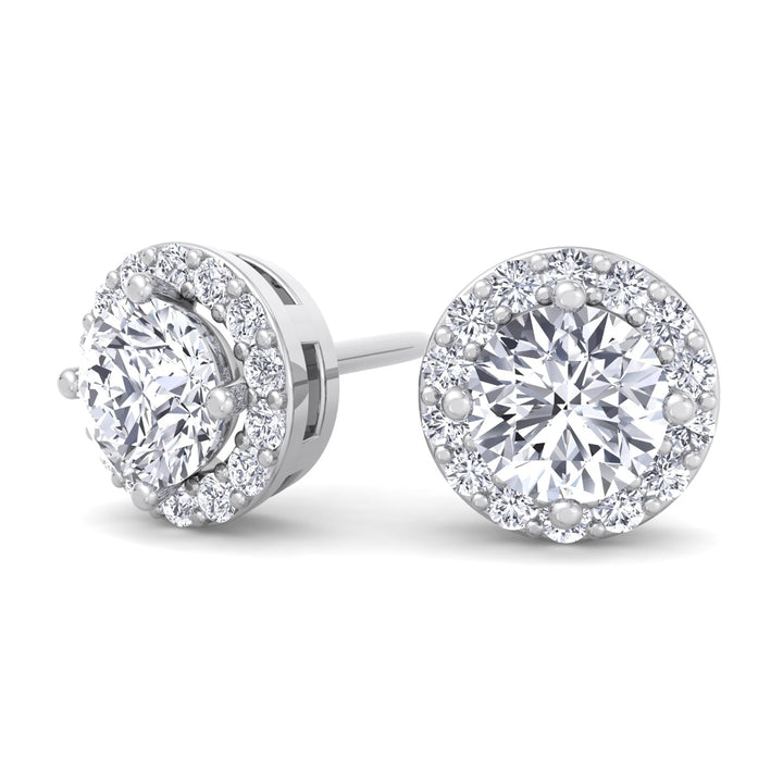 Blossom - Round Halo Diamond Studs