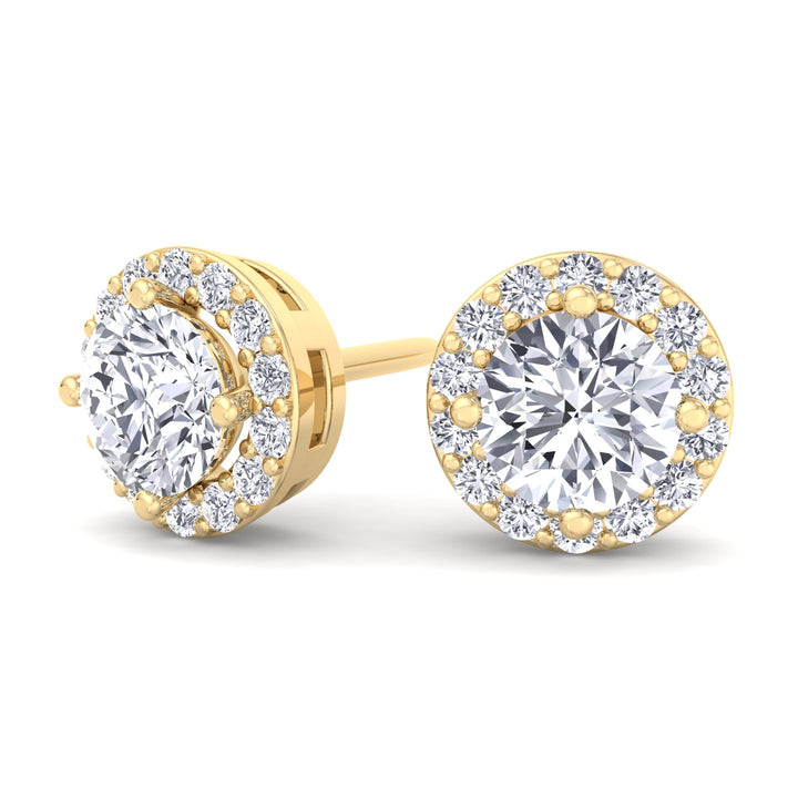 Blossom - Round Halo Diamond Studs