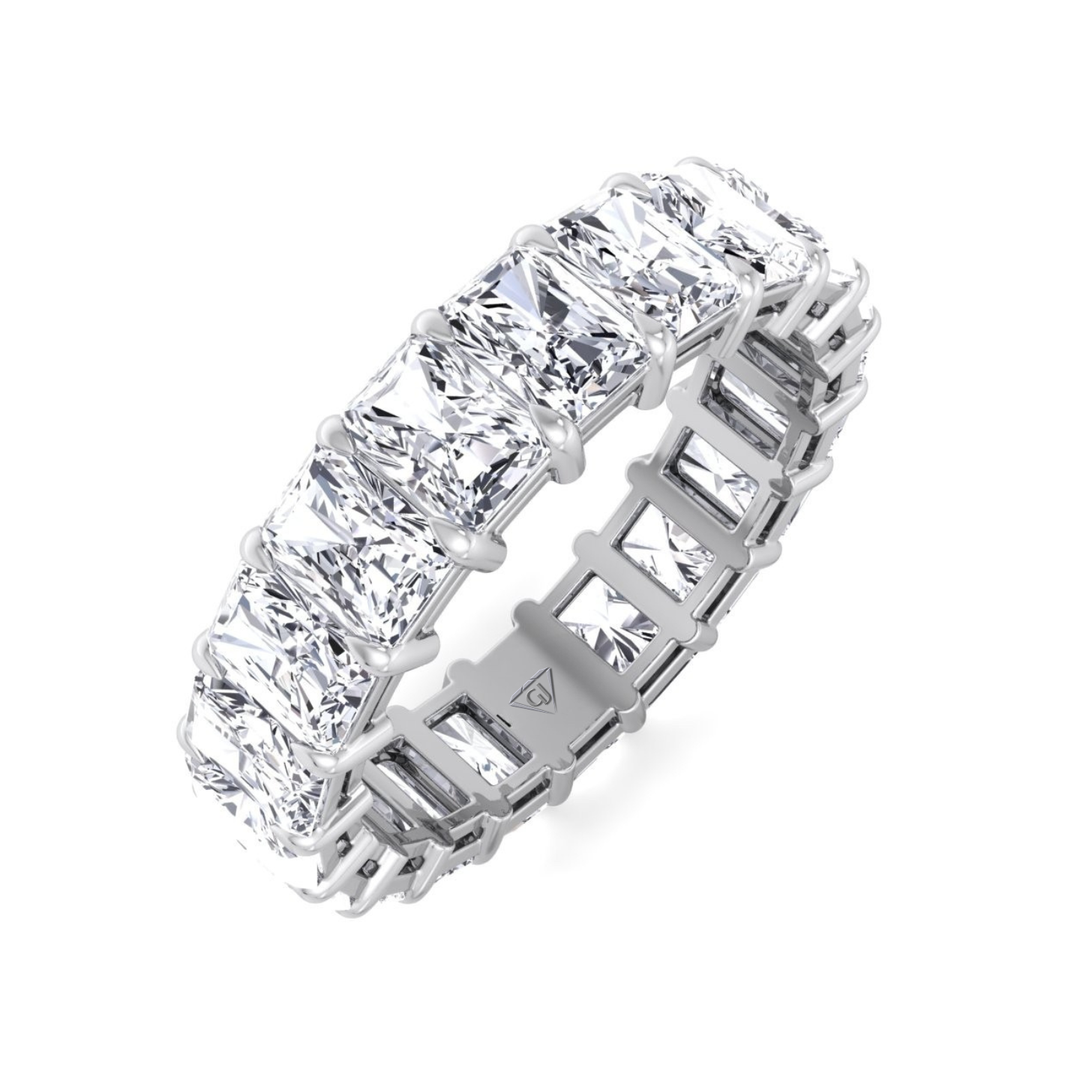 Radiant Cut Natural Diamond Eternity Band Gold White Gold 18K