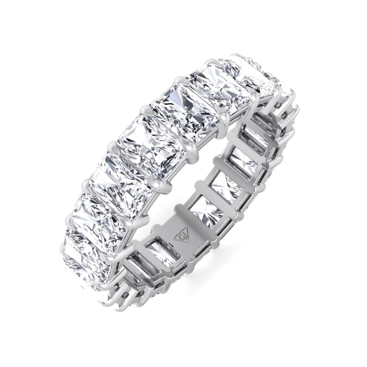 Radiant Cut Natural Diamond Eternity Band Gold White Gold 18K
