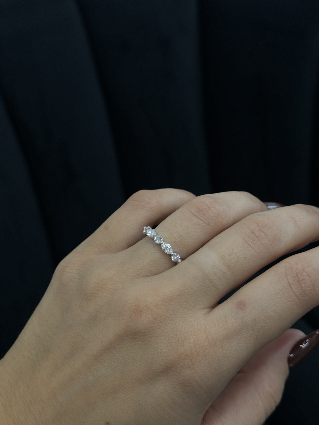 Marquise and Round Natural Diamond Eternity Wedding Band
