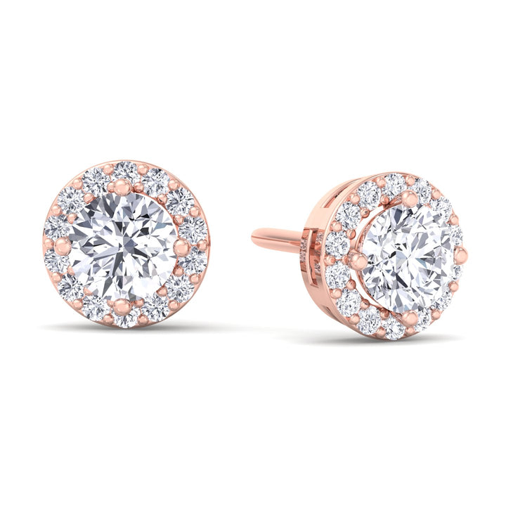 Blossom - Round Halo Diamond Studs