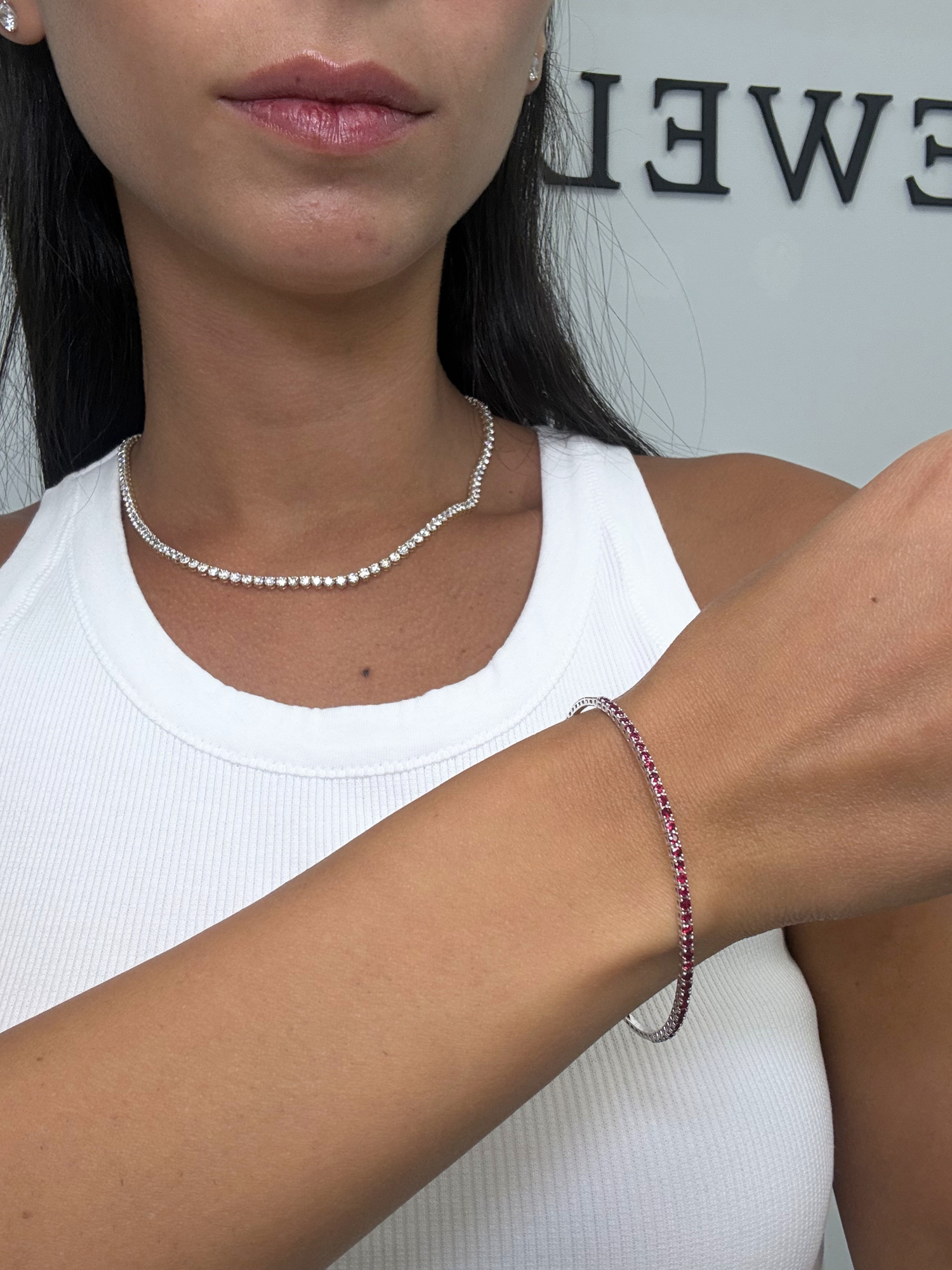 Flexible Natural Red Ruby Bangle in 14K Solid Gold Lifestyle
